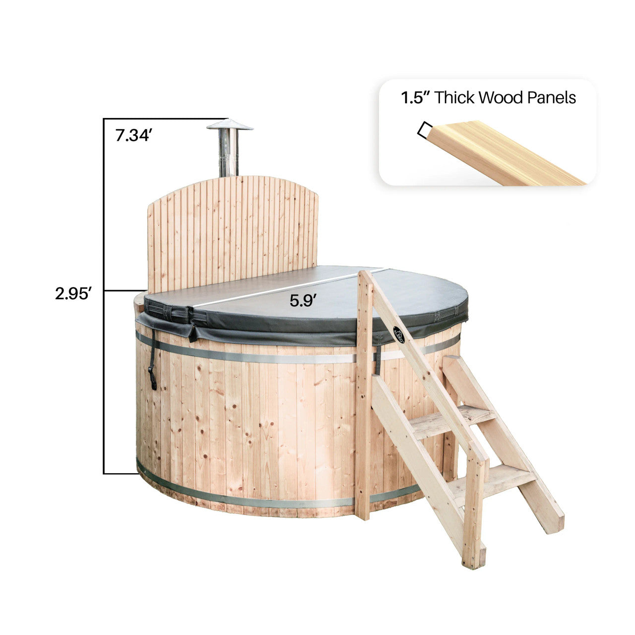 ALEKO Wood-Fired Hot Tub and Ice Bath – 4-5 Person – Pine