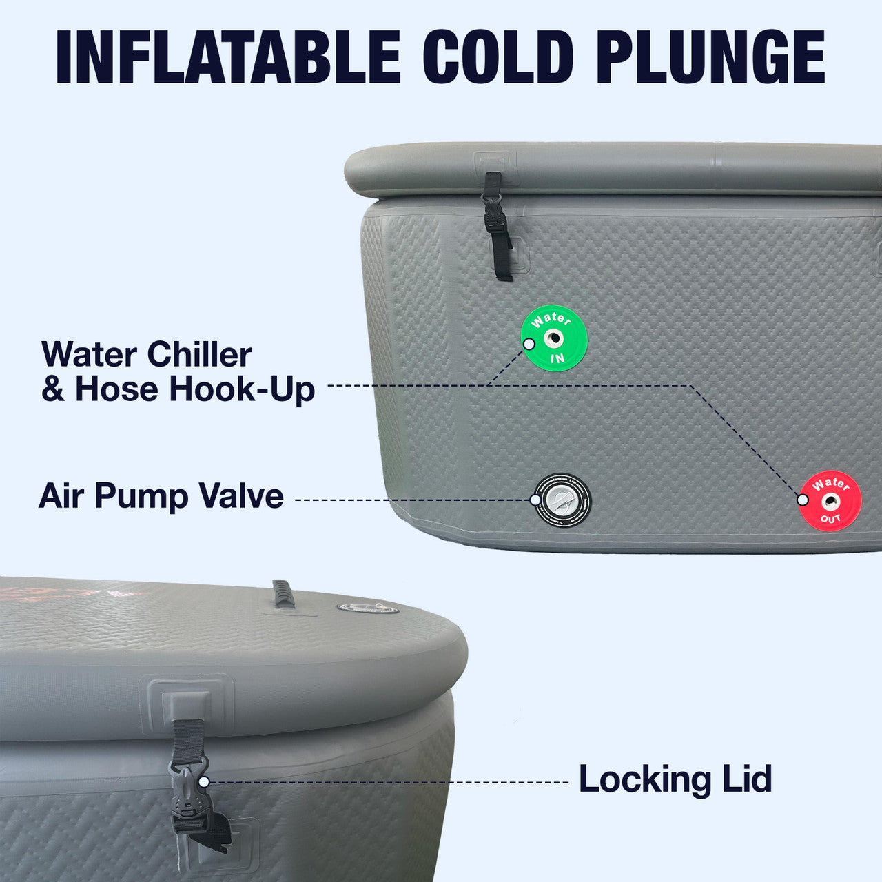 ALEKO Arctica Portable Inflatable Cold Plunge Tub with Locking Insulated Lid (Model INFOTUBGREY-AP)