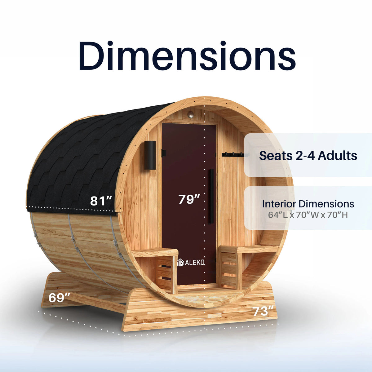 ALEKO Liatris Rustic Cedar Barrel Sauna with Front Porch Canopy – 2-4 Person