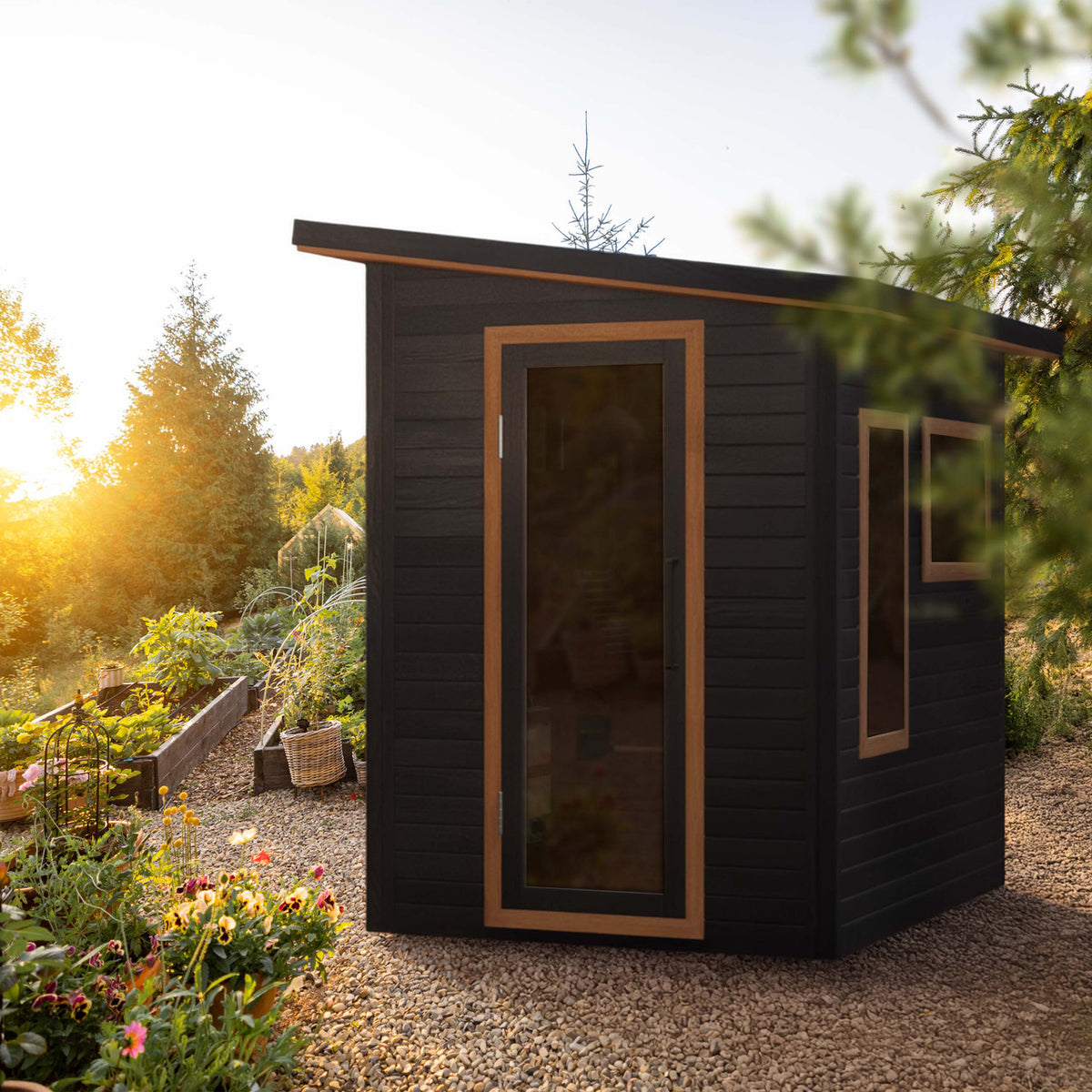 ALEKO Selenia Outdoor Sauna – 4 Person Red Cedar Traditional Wet & Dry Sauna