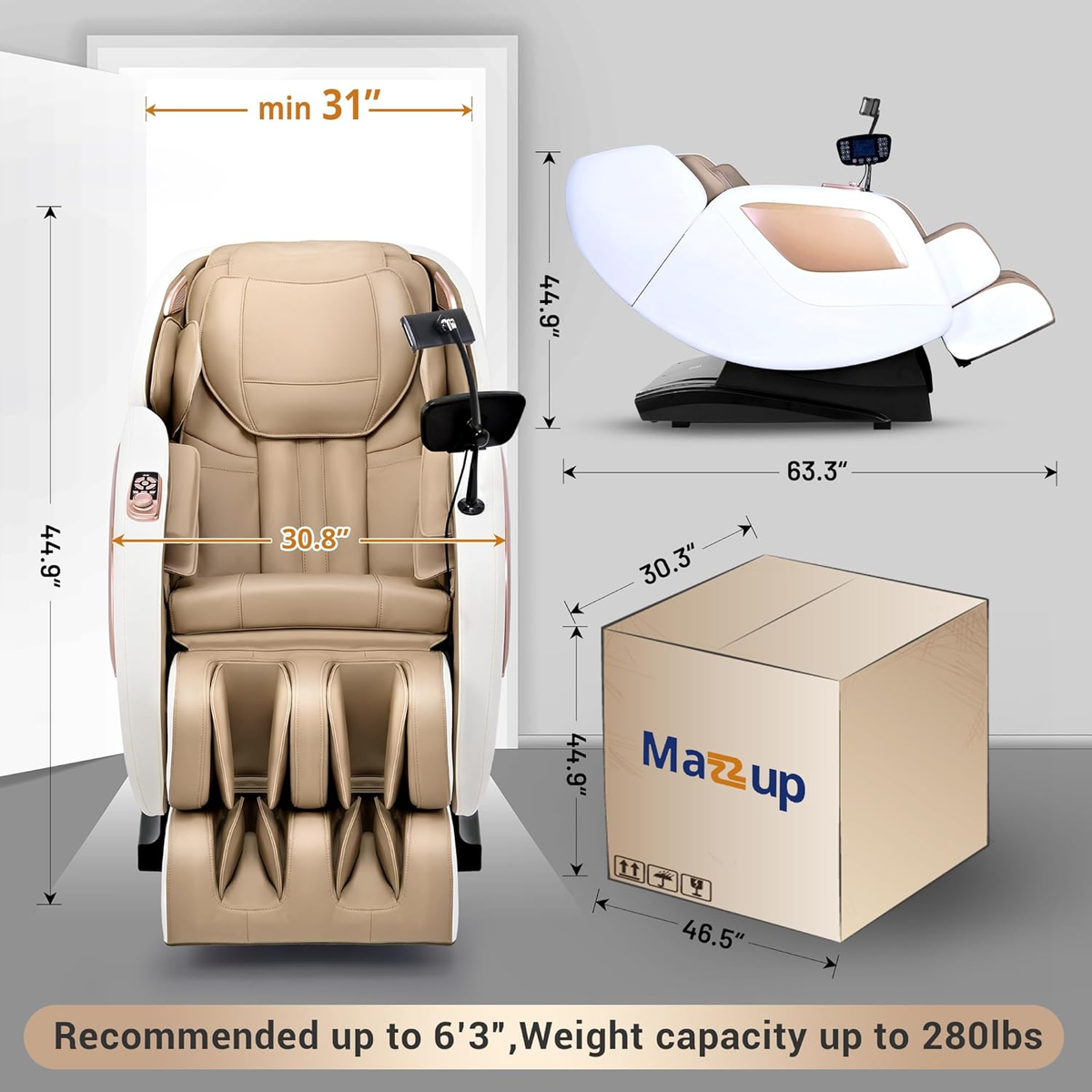 Full Body Zero Gravity Shiatsu Massage Chair with Heat & USB Charging