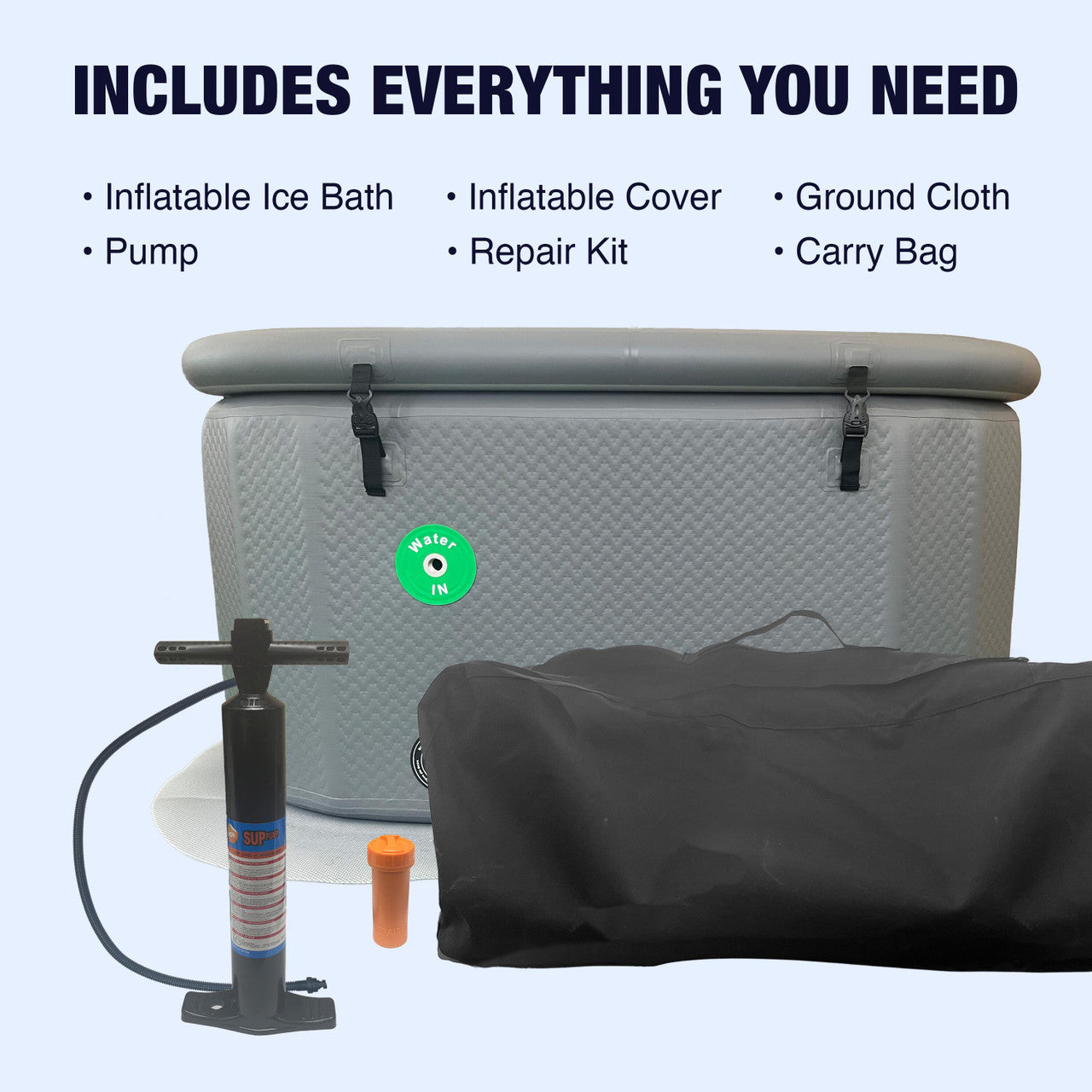 ALEKO Arctica Portable Inflatable Cold Plunge Tub with Locking Insulated Lid (Model INFOTUBGREY-AP)