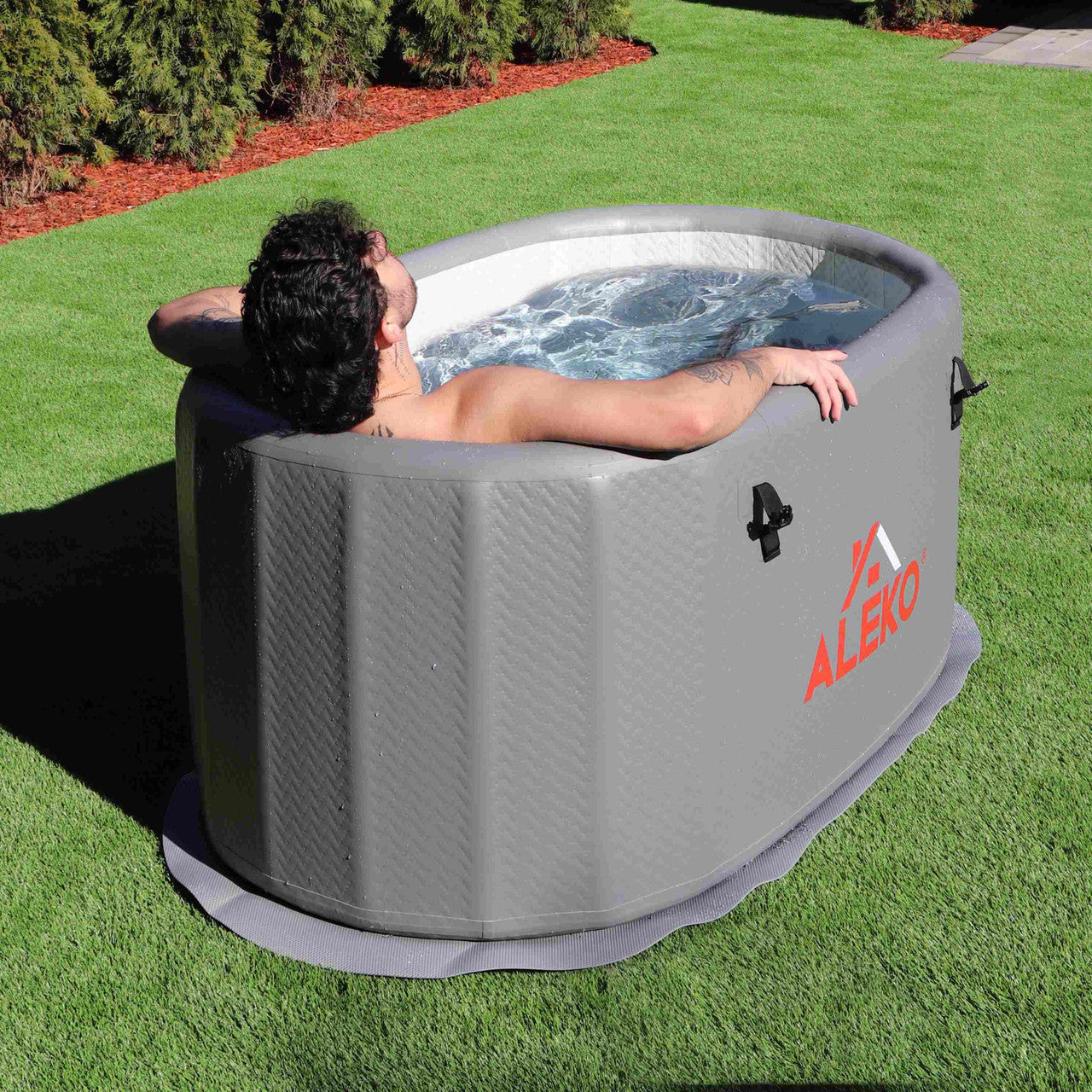 ALEKO Arctica Portable Inflatable Cold Plunge Tub with Locking Insulated Lid (Model INFOTUBGREY-AP)