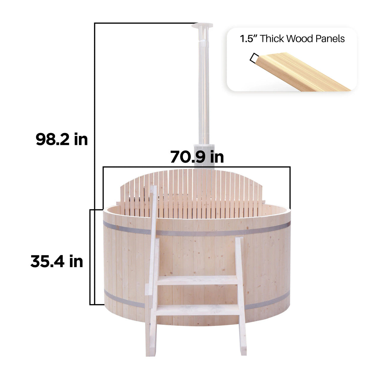 ALEKO Wood-Fired Hot Tub and Ice Bath with Internal Stove – 4-5 Person – Pine
