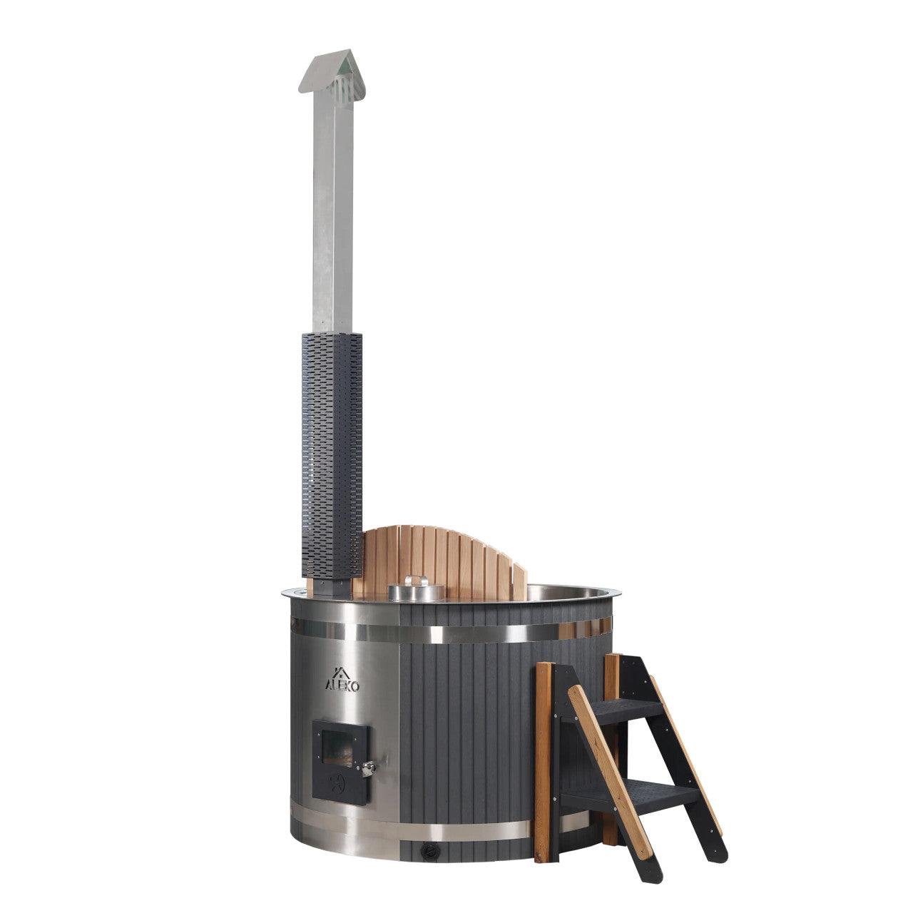 Stainless Steel Hot Tub &amp; Cold Plunge Tub – Wood-Fired Heater – 1-3 People