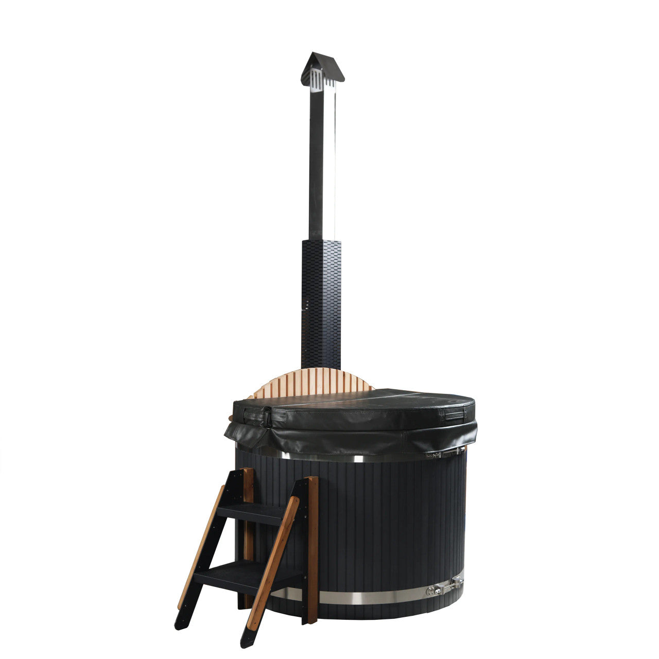 Stainless Steel Hot Tub &amp; Cold Plunge Tub – Wood-Fired Heater – 1-3 People