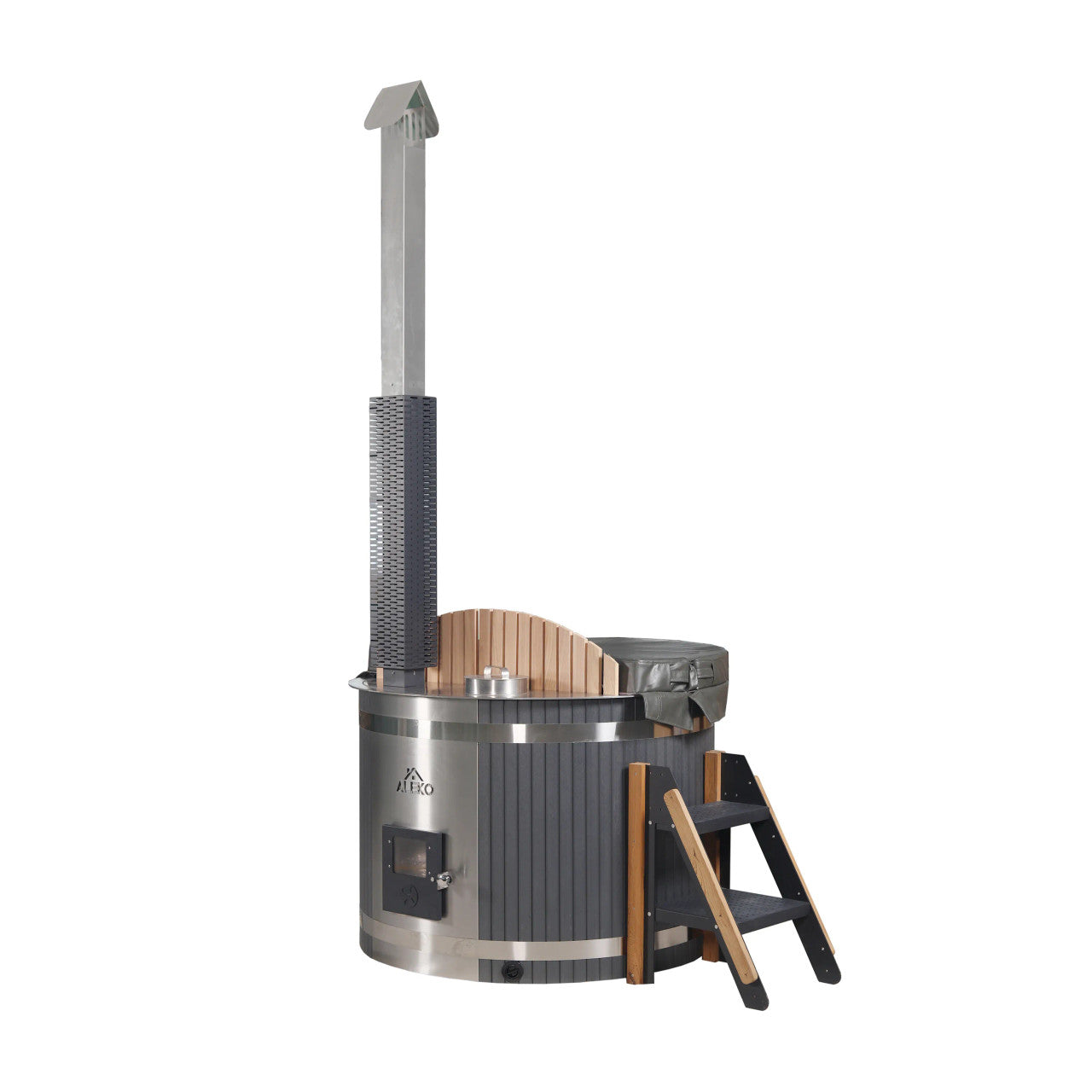 Stainless Steel Hot Tub &amp; Cold Plunge Tub – Wood-Fired Heater – 1-3 People