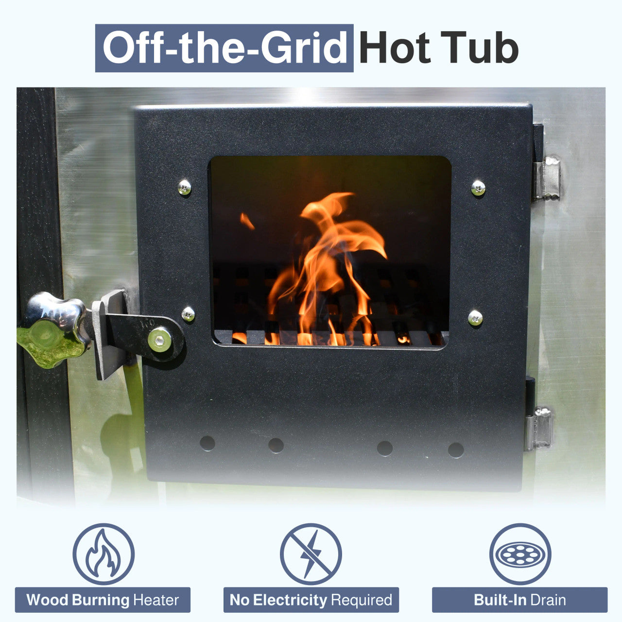 ALEKO Stainless Steel Hot Tub &amp; Cold Plunge Tub – Wood-Fired Heater – 3-5 People