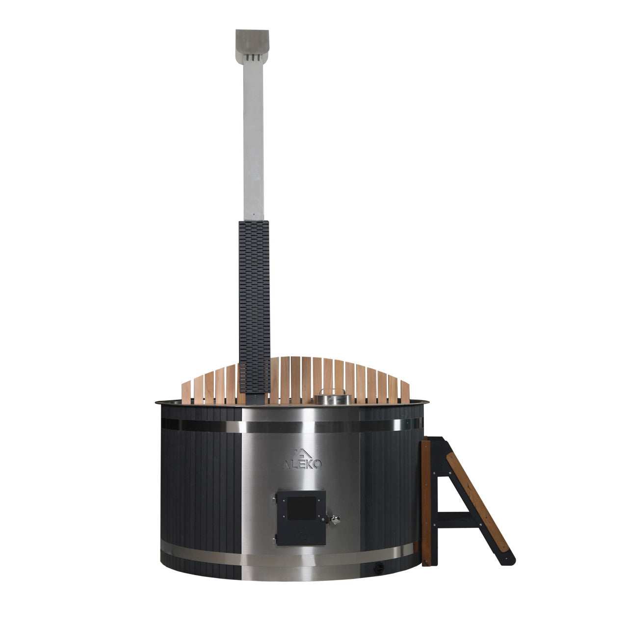 ALEKO Stainless Steel Hot Tub &amp; Cold Plunge Tub – Wood-Fired Heater – 3-5 People