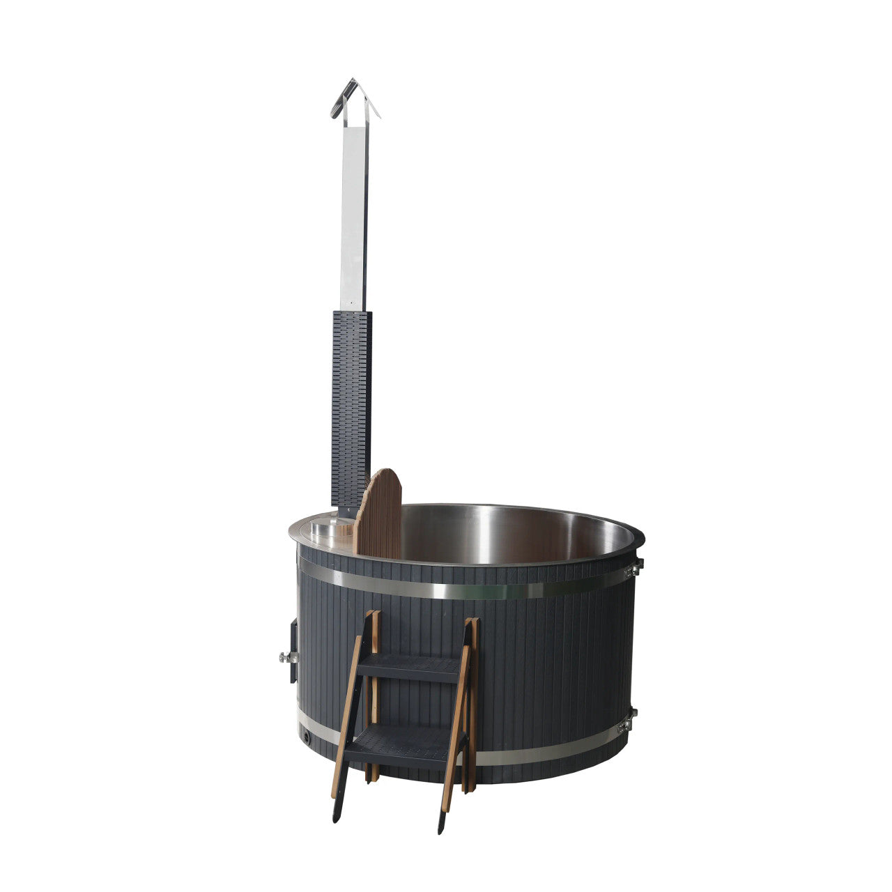 ALEKO Stainless Steel Hot Tub &amp; Cold Plunge Tub – Wood-Fired Heater – 3-5 People