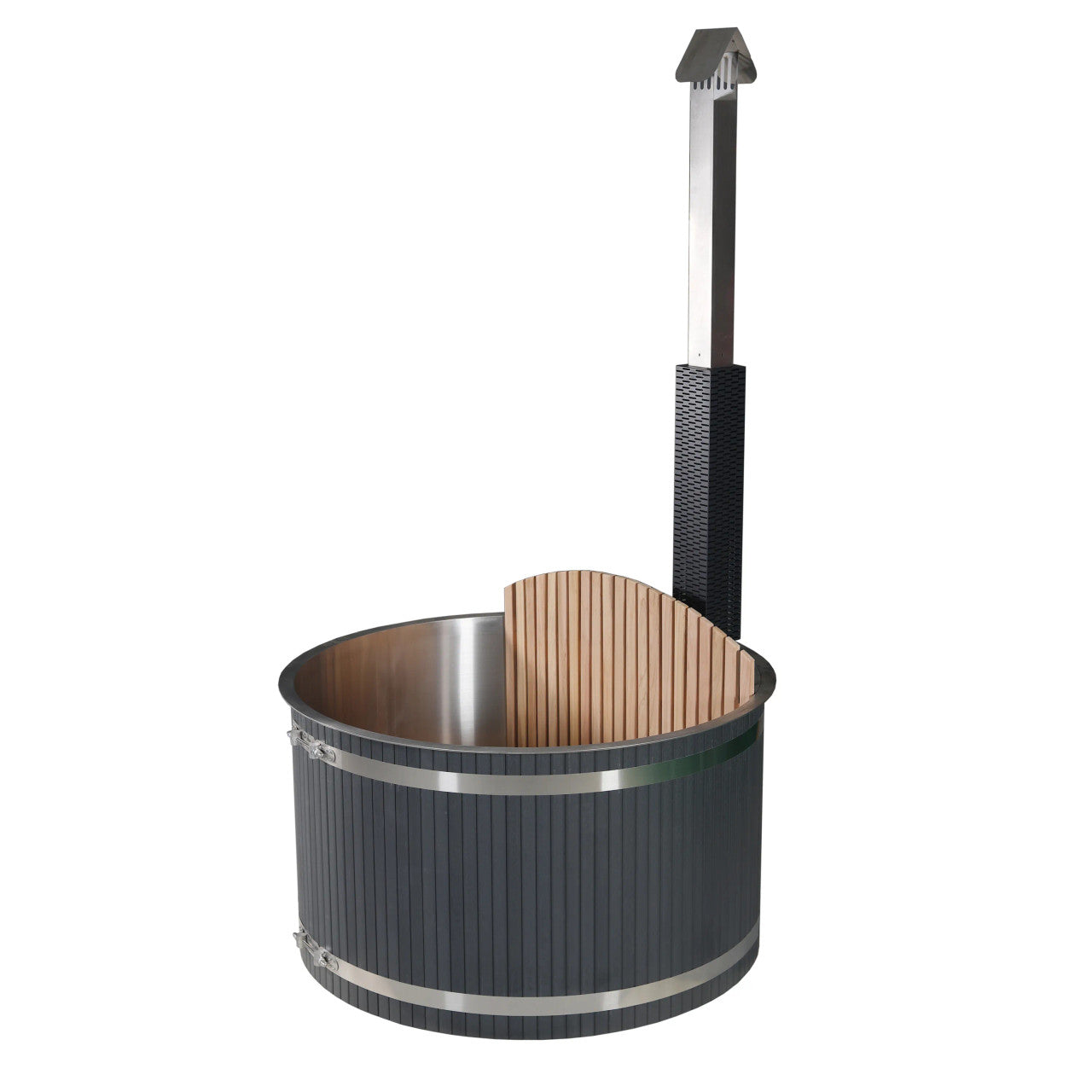 ALEKO Stainless Steel Hot Tub &amp; Cold Plunge Tub – Wood-Fired Heater – 3-5 People