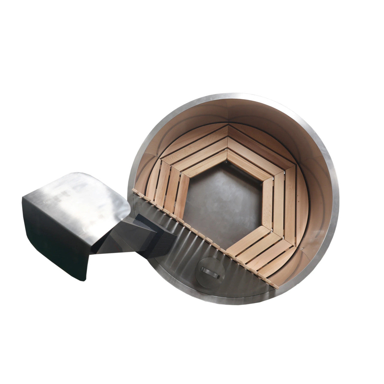 ALEKO Stainless Steel Hot Tub &amp; Cold Plunge Tub – Wood-Fired Heater – 3-5 People