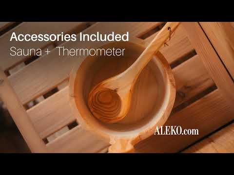 ALEKO Liatris Rustic Cedar Barrel Sauna with Front Porch Canopy – 2-4 Person